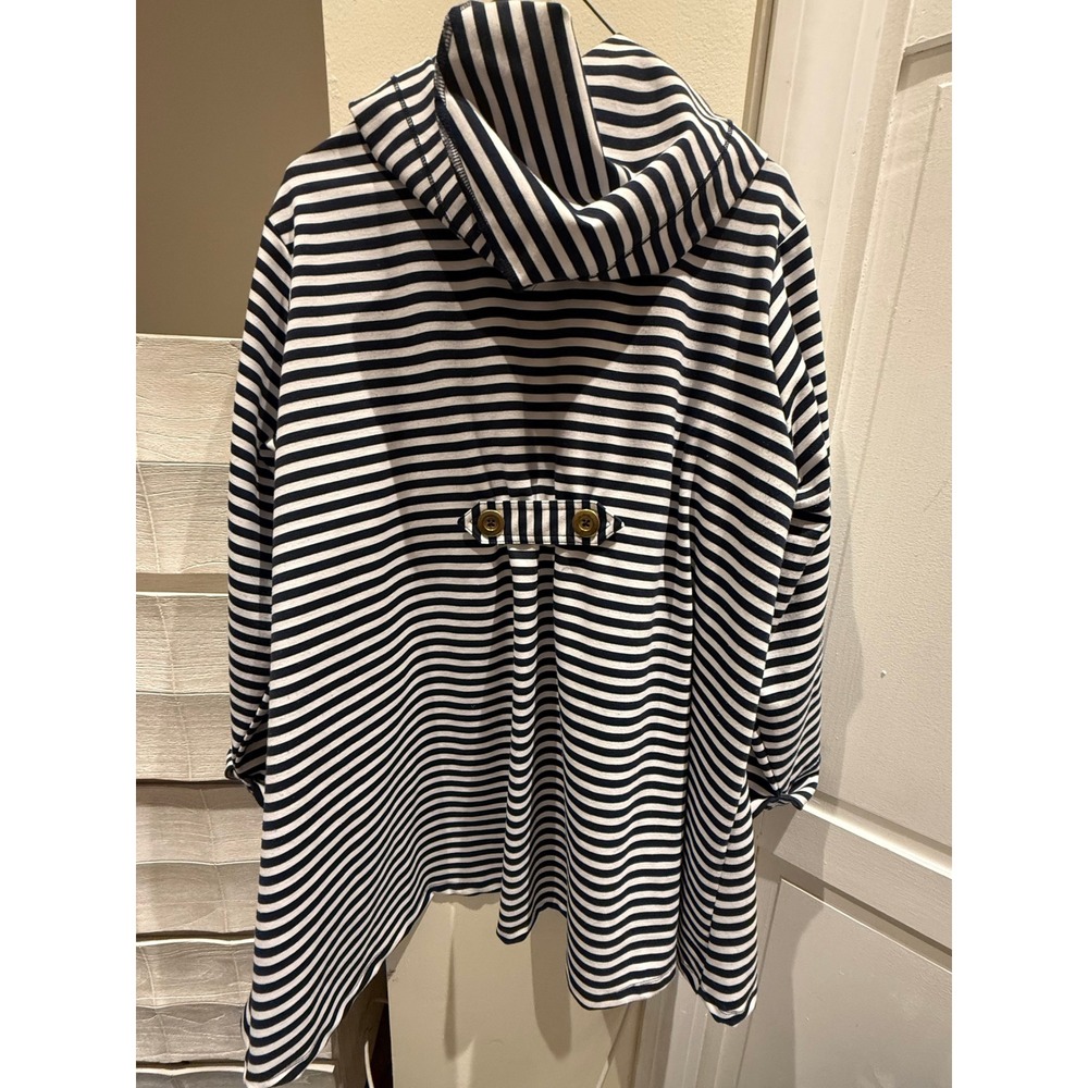 Christian Siriano New York Striped Hooded Jacket Navy White Zip Front 1X Plus - Picture 5 of 5